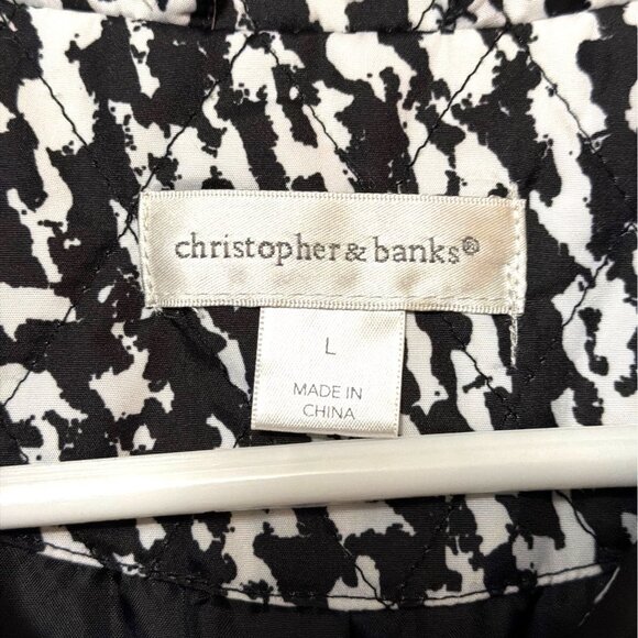 Christopher & Banks Womens Black & White Sleeveless Quilted Vest Size L - Picture 2 of 5